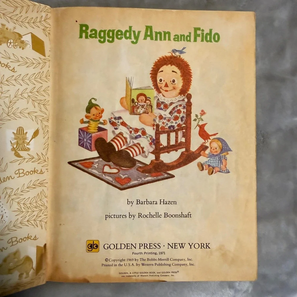 Raggedy Ann and Fido 1971 Vintage Little Golden‎ Book Rag Doll Classic Story